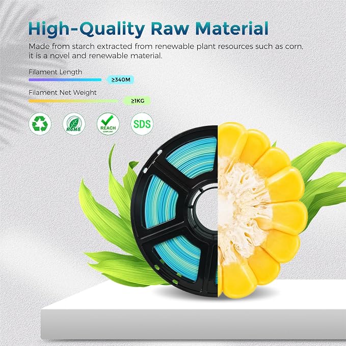 FLASHFORGE PLA Filament 1.75mm +/- 0.02mm Blue to Yellow Gradient, Smooth - Image 5