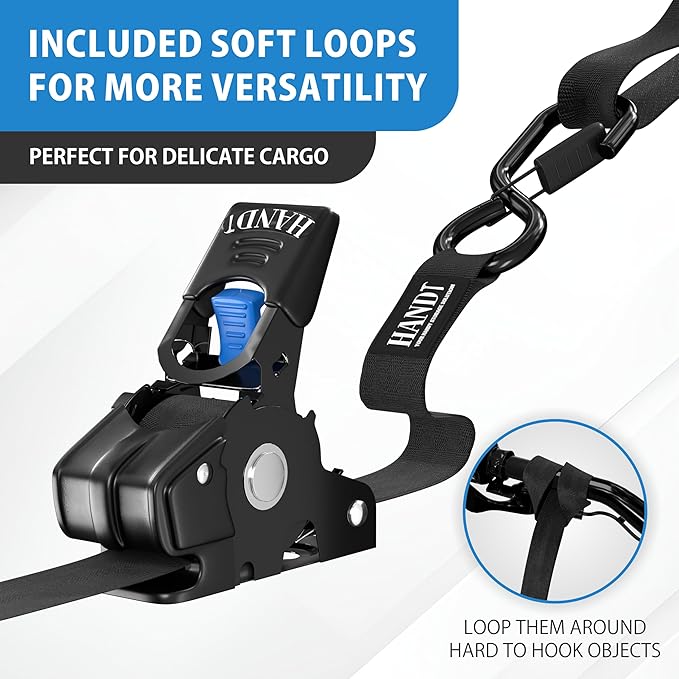 HandT USA Based Retractable Ratchet Straps 1in x 6ft - Image 5