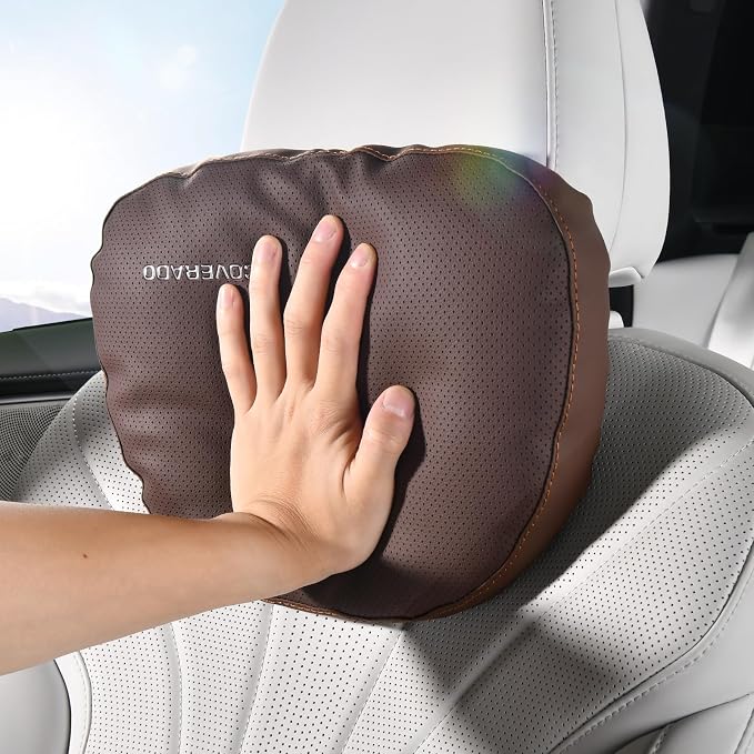 Coverado Leather Car Headrest Pillow Car Neck Pillow - Image 2