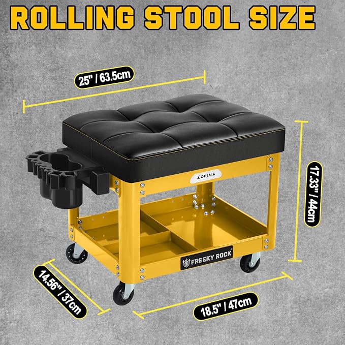Rolling Mechanic Shop Stool - Image 2