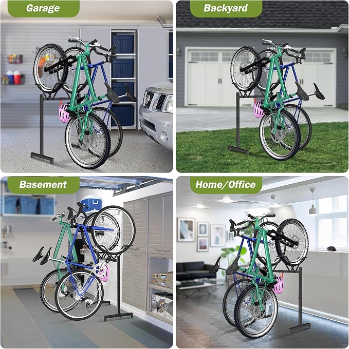 2 Bikes Floor Stand, Adjustable Bicycle Parking Rack - Image 6