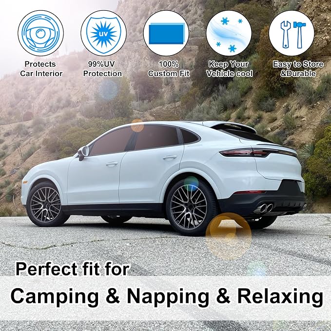 TINGLU Window Shades for Porsche Cayenne 2019-2025 Accessories Car Side Full - Image 6