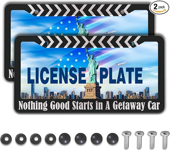License Plate Frames Black and White Fun License Plate Frame Cover Nothing Good by Unknown