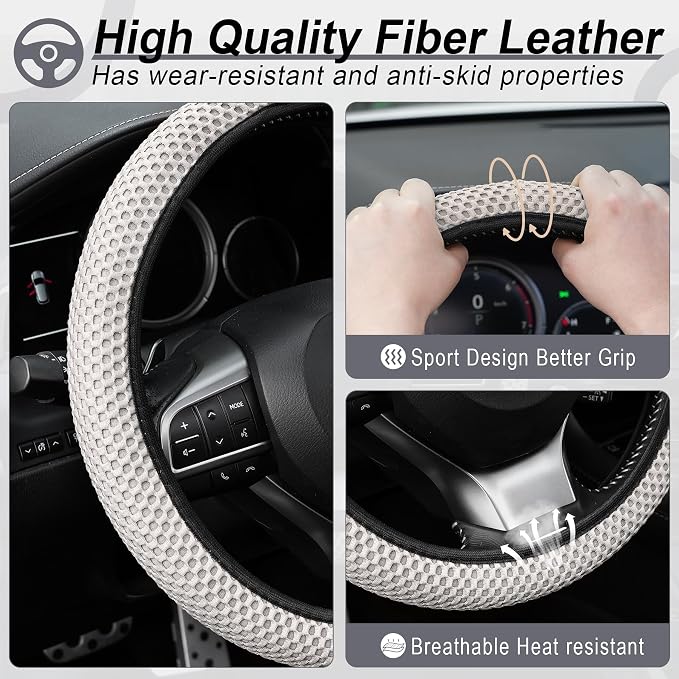 alpmosn Elastic Stretch Steering Wheel Cover, Breathable Microfiber Ice Silk - Image 3
