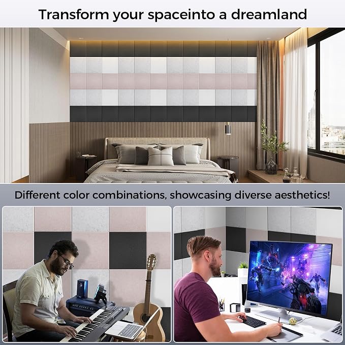10 pcs 165dtex Microfiber Acoustic Panels ，Self-Adhesive Soundproof Wall Panels - Image 6