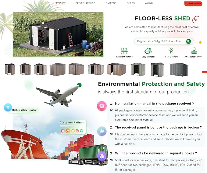 AECOJOY Shed 10' x 14' Storage Shed, Outdoor Storage Sheds & Outdoor Storage - Image 6