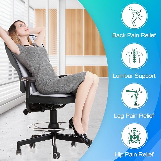 MYFAMIREA Car Seat Cushion and Back Support Pillow 1.2'' Thick Memory Foam Desk - Image 6