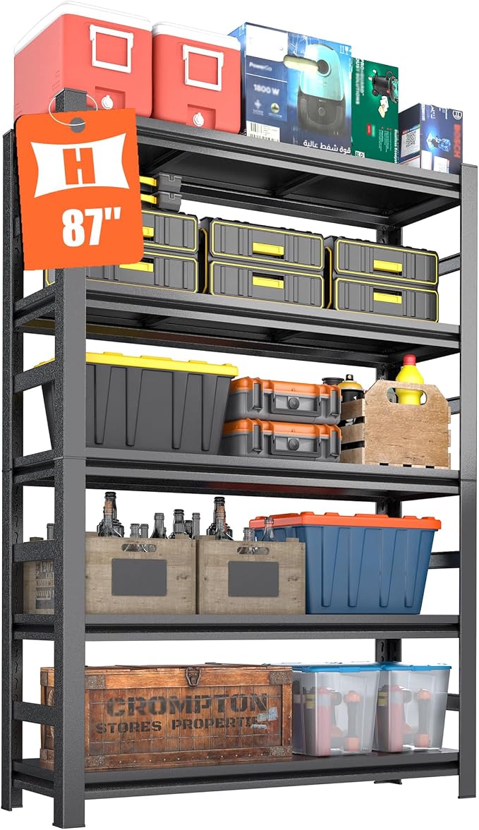 87"H Garage Shelving Heavy Duty Rack, 4500 LBS Ultra Large Capacity 5 Tier by ErgoNova