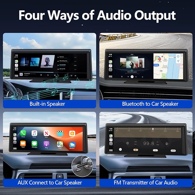 Wireless Carplay Screen for Car 2K Dash Cam, 8.1" HD Portable Car Stereo - Image 5