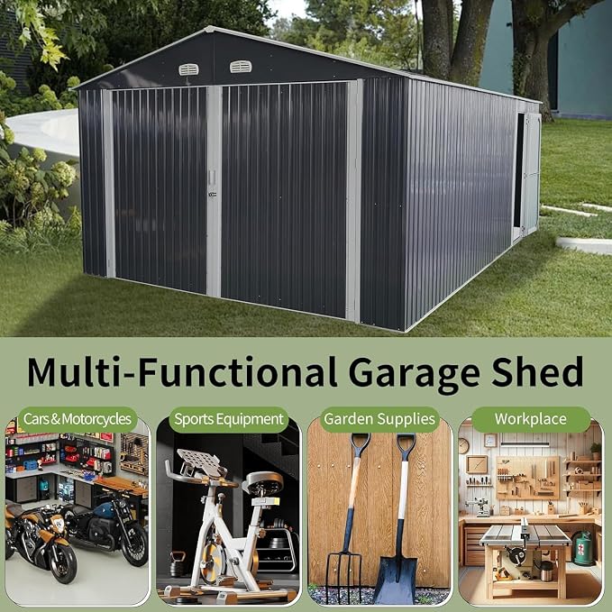 LANTRO JS Sheds & Outdoor Storage, 13x20ft Large Outdoor Metal Garage Shed - Image 6