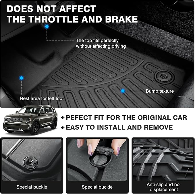 Powerty Floor Mats for 2020-2025 2026 Kia Telluride 7 Seats Accessories All - Image 4