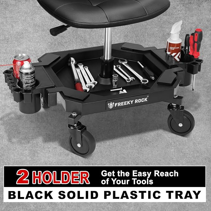 Rolling Stool with Wheels, Adjustable Height Pneumatic Garage Work Mechanic - Image 5