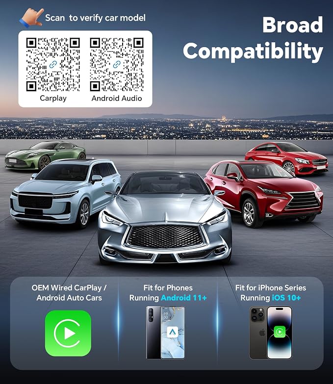 ENOMIR Wireless CarPlay Adapter 2025 Upgrade, Plug & Play CarPlay Adapter Wired - Image 6