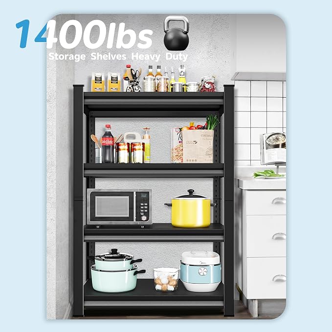 1400LBS Garage Storage Shelves Heavy Duty, 4-Tier Garage Shelving Heavy Duty - Image 4