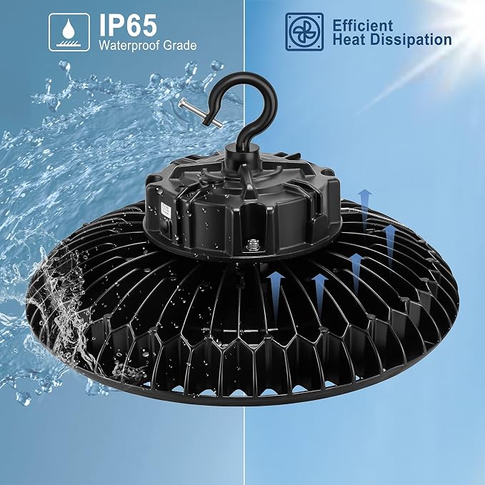 6 Pack 300W LED High Bay Light, UL&DLC Listed 41000LM Dimmable UFO High Bay LED - Image 4