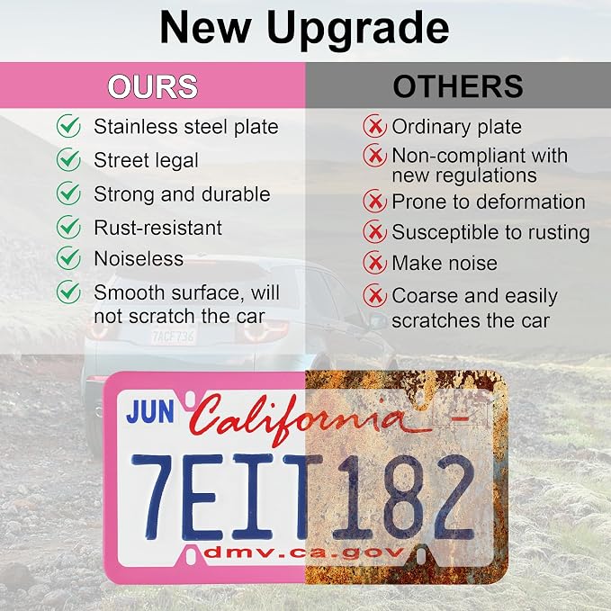 LivTee 4 Holes Stainless Steel License Plate Frames, Automotive Exterior - Image 6
