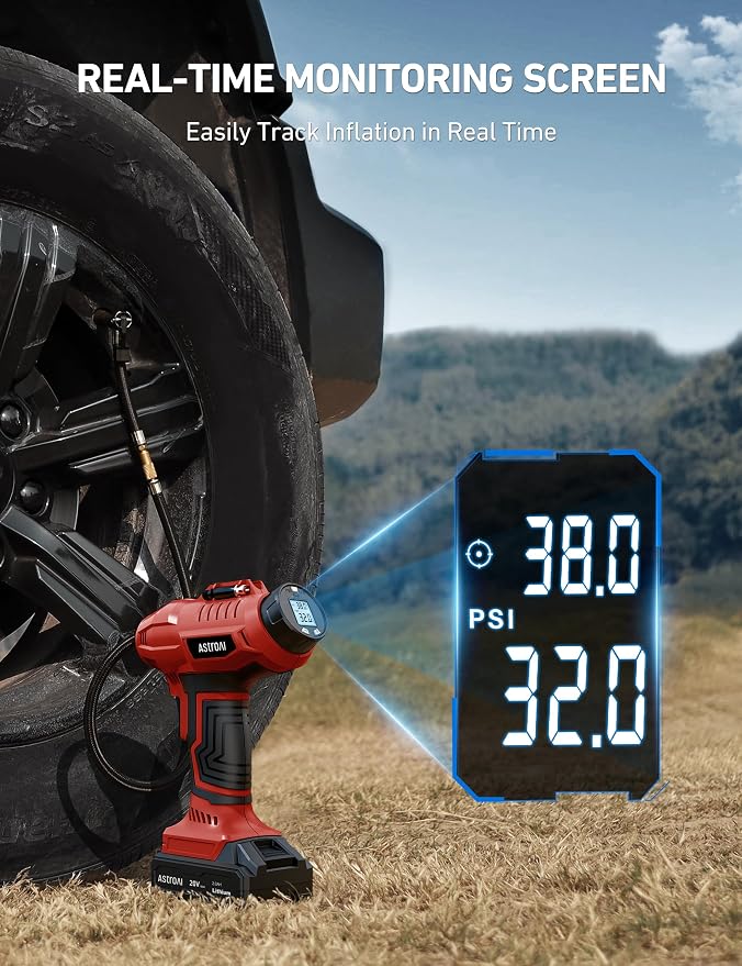 AstroAI C2 Cordless Tire Inflator Air Compressor 20V Rechargeable Battery - Image 4