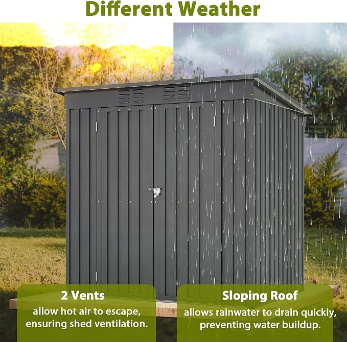 4x6 ft Metal Shed Outdoor Storage Shed, Metal Steel Utility Tool Shed Storage - Image 4