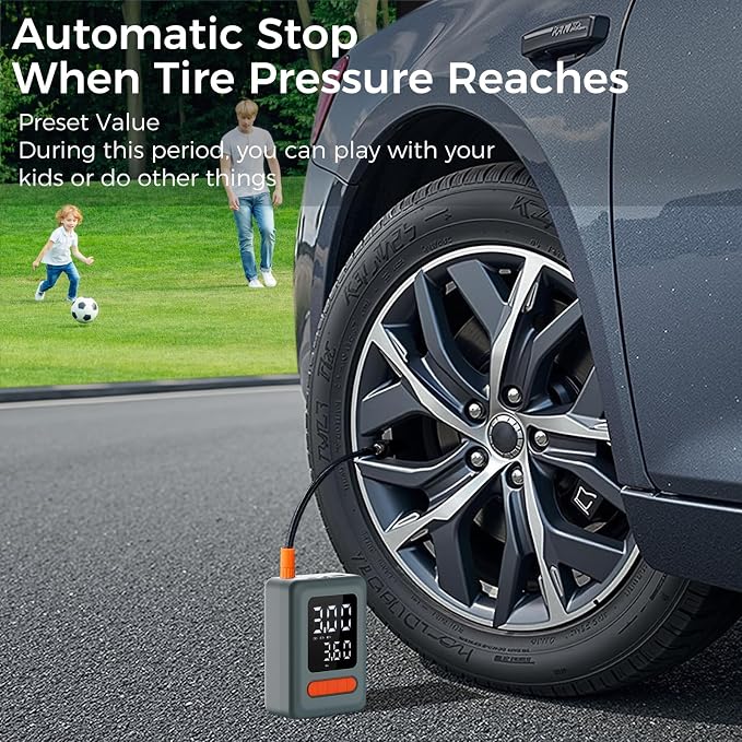 Tire Inflator Portable Air Compressor, Cordless Air Pump - Image 6