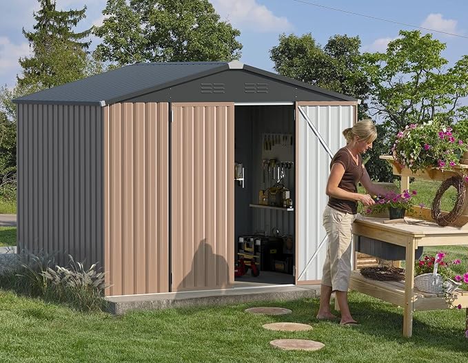 AECOJOY 8' x 6' Metal Storage Shed - Image 5