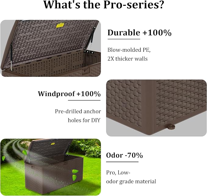73 Gallon Pro Waterproof Outdoor Storage Pro Resin Deck Box Bin - Image 6