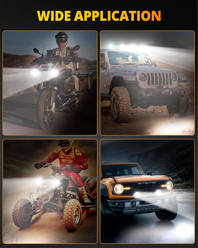 NAOEVO 4 Inch Round LED Pod Lights, 60W 6000LM LED Spot Off Road/Driving/Fog - Image 8