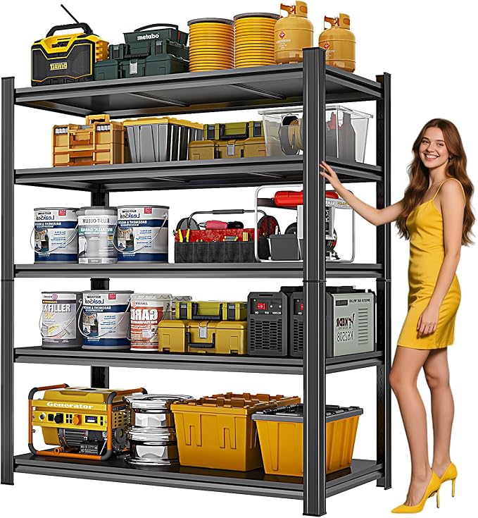 72" H Metal Garage Shelving Unit 3500LBS Metal Storage Shelves 5 Tier by PRESTELION