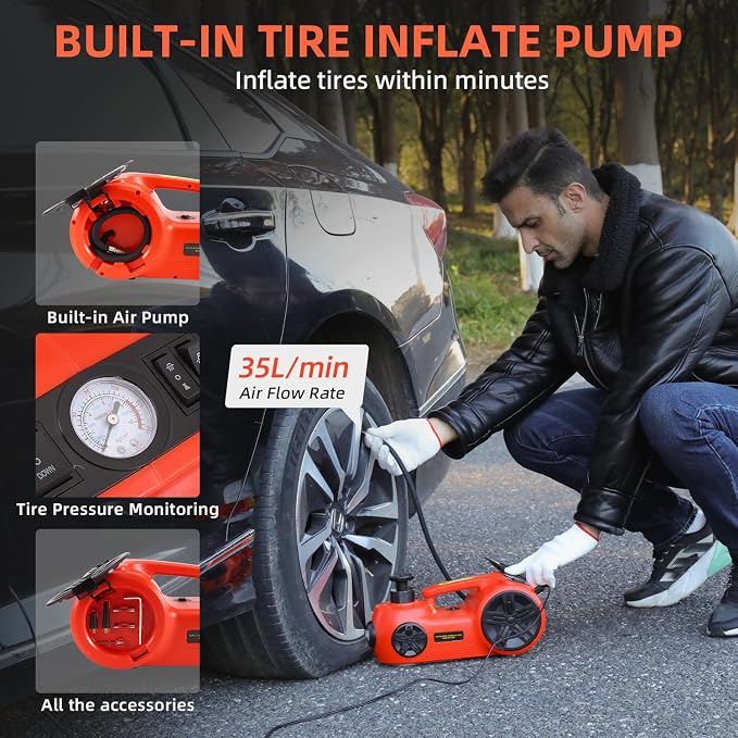 EFFIROSO Electric Car Jack for Carbon Steel Easy, 12V Hydraulic Floor Jack Kit - Image 4