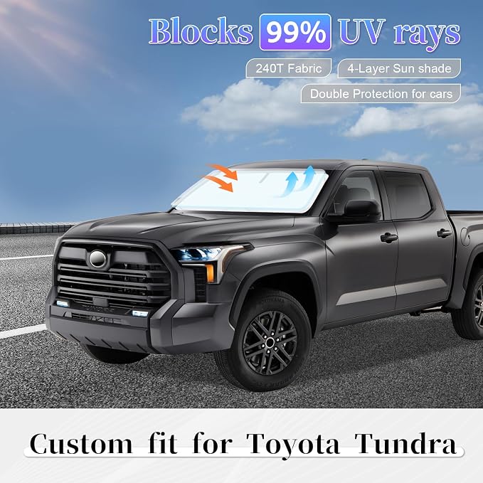 Sun Shade Sunshade for Toyota Tundra 2022-2024 2025 2026 Windshield Cover - Image 2