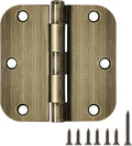 6 Pack Antique Brass Door Hinges 3.5 Inch Black Interior 3 1/2" Rounded 5/8" by TDCHINGES