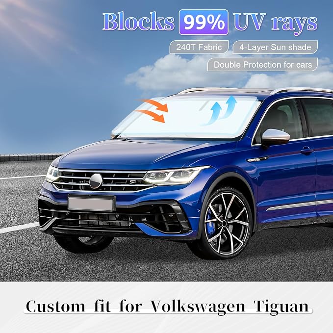 Sun Shade Sunshade for Volkswagen Tiguan 2018-2023 2024 2025 Windshield Cover - Image 2