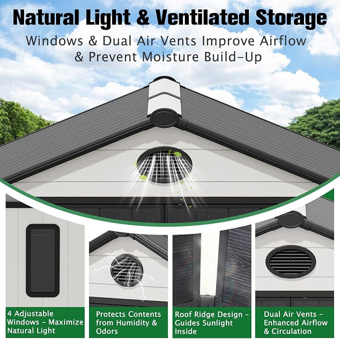 EAGLE PEAK 8x8 Resin Outdoor Storage Shed, Weatherproof Garden Shed - Image 2