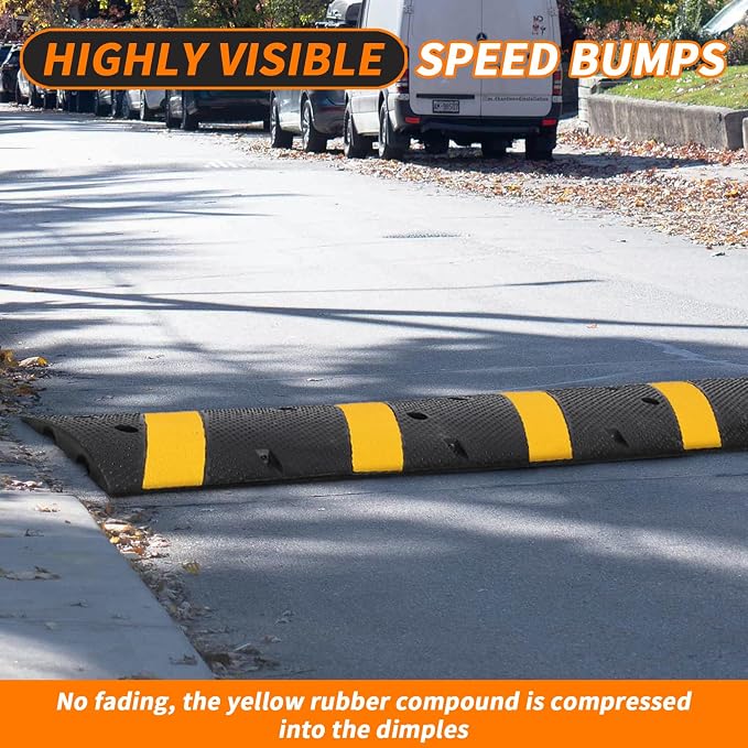 84'' Rubber Speed Bump, 1 Pack 2 Channel Modular Heavy Duty Speed Bumps Humps - Image 6