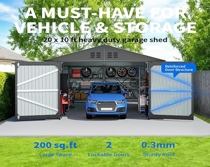 10x20 Metal Shed, Metal Garage Building - Image 2