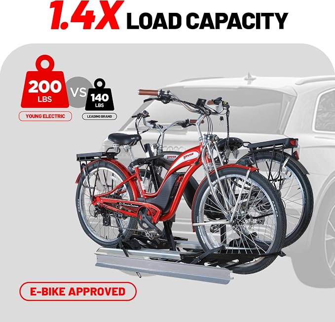 Hitch Mount Bike Rack with Ramp, 200 LB Capacity fits Cars, Trucks with 2 Inch - Image 2