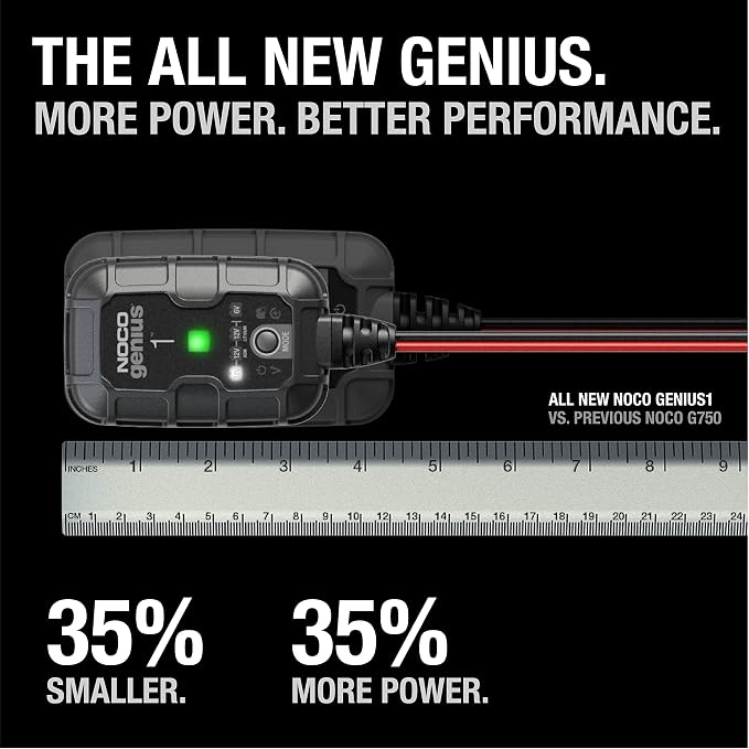 NOCO GENIUS1: 1A 6V/12V Smart Battery Charger – Automatic Maintainer, Trickle - Image 2