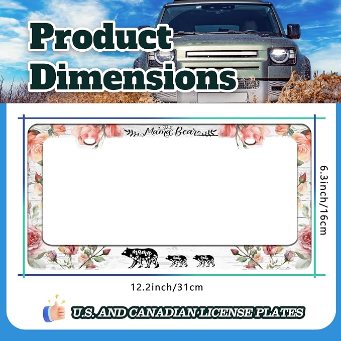 Mama Bear License Plate Frame Beautiful Flowers - Image 3