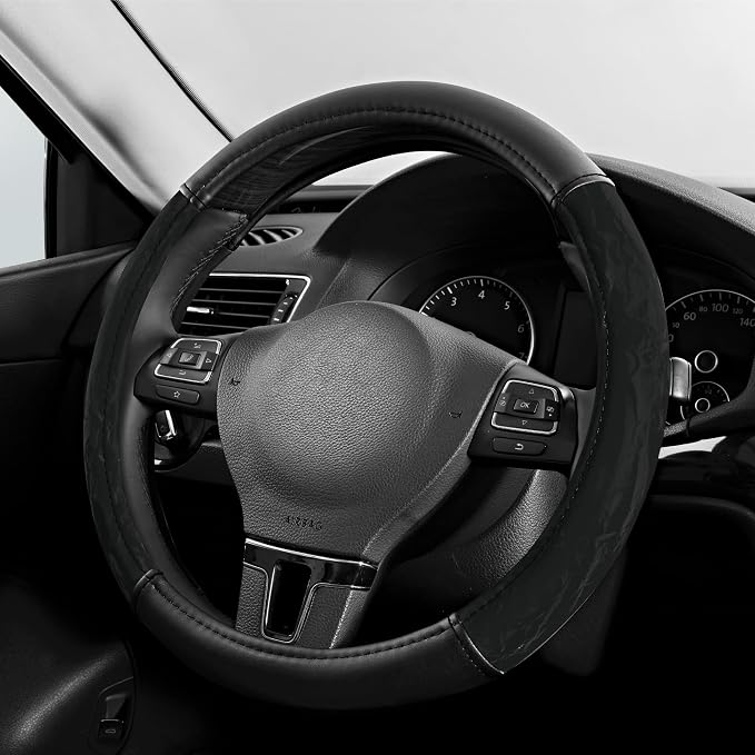PIC AUTO Steering Wheel Cover, Silk Grain Leather Car Steering Wheel Protector by PICAUTO