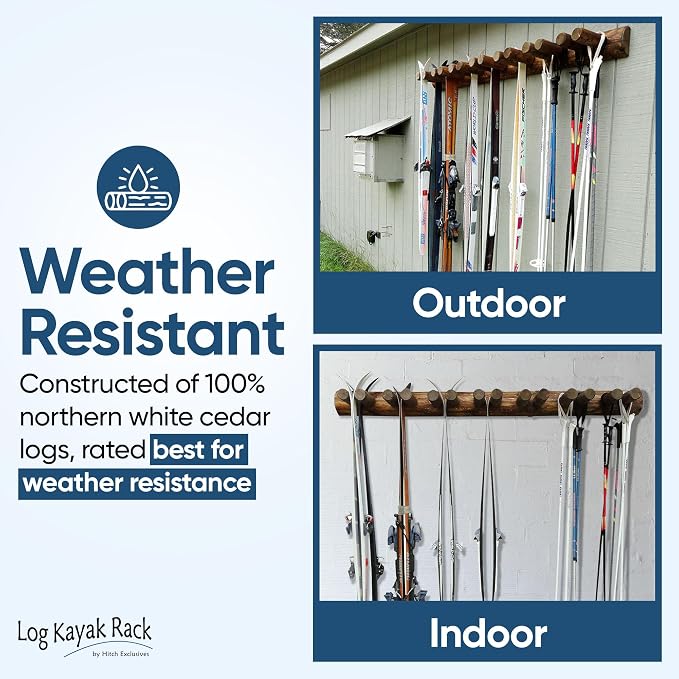 14-Place Log Ski Rack Wall Mount, Indoor Ski Storage Rack - Image 5