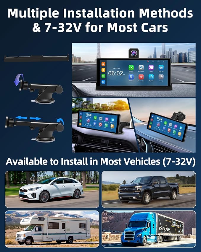 【350° Rotatable Lens】10.26''Wireless Apple CarPlay Screen - Image 8