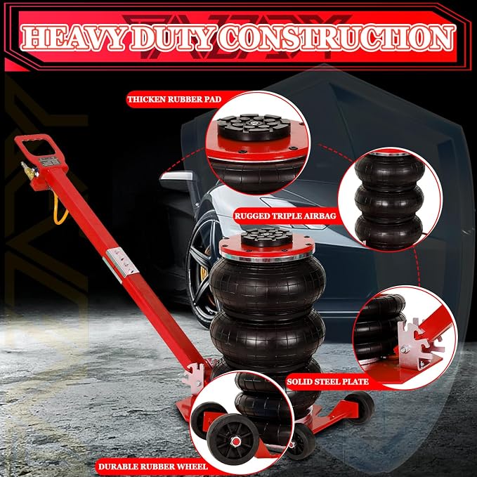 3T Triple Bag Air Jack 6600lbs Pneumatic Jack 3s Fast Lift Up 16in Airbag Jack - Image 5