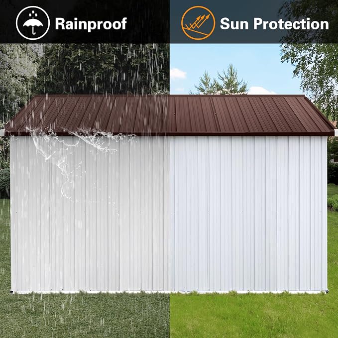 12 x 10 FT Metal Garden Shed, Outdoor Storage Shed - Image 4