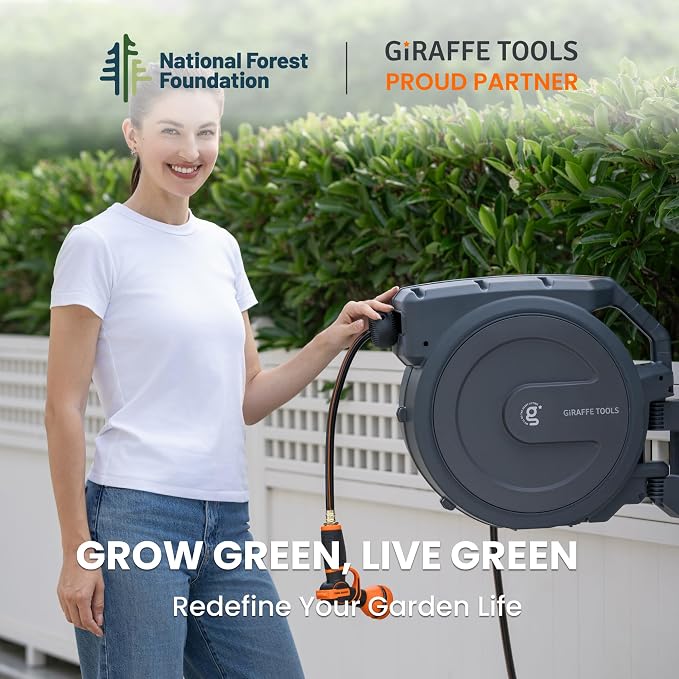 Giraffe Tools AW40 Retractable Hose Reel 5/8" x 90 ft Wall Mounted Garden Hose - Image 6