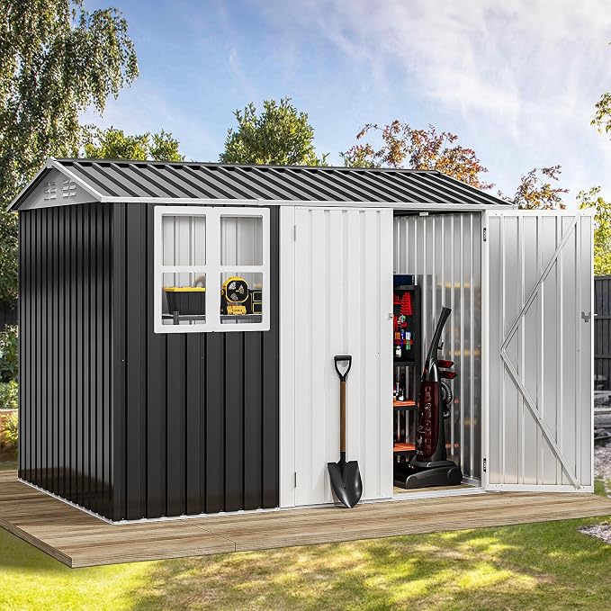 DWVO 8' x 6' Outdoor Storage Shed, Waterproof Metal Garden Shed by DWVO