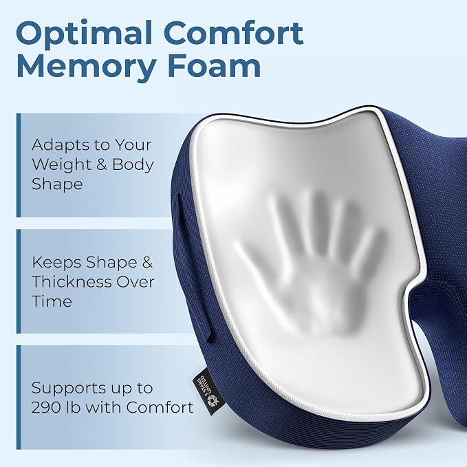 5 STARS UNITED Seat Cushion for Tailbone Pain Relief – Large Memory Foam - Image 4