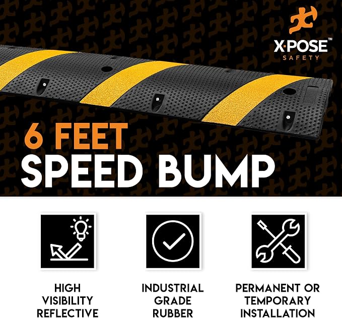 Speed Bump Strip - 6 Ft Rubber Speed Humps - Stop and Slow Cars - - Image 2