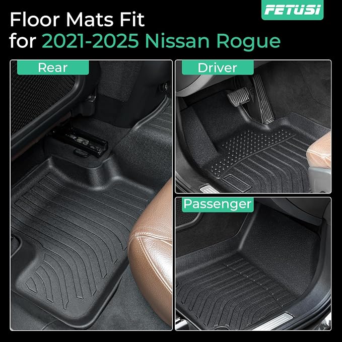 Floor Mats Fit for 2021-2024 2025 Nissan Rogue, Custom Fit TPE All Weather - Image 2