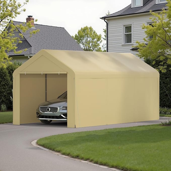 Carport 10x20 Heavy Duty Portable Garage w/Removable Sidewalls & Roll-Up Door - Image 9