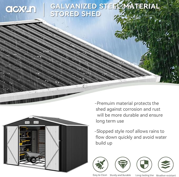Aoxun 9.4x7.3x6.5 FT Outdoor Storage Shed - Image 3
