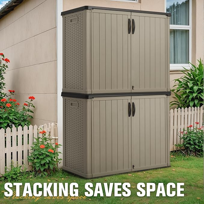Greesum Outdoor Horizontal Storage Sheds 27 Cu.ft Resin Large Storaged Box - Image 3